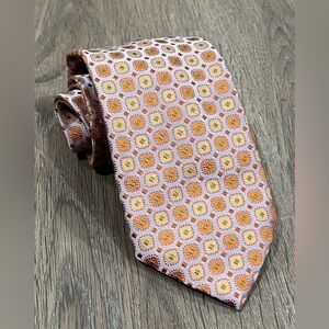 Ermenegildo Zegna Tie Made in Italy 100% Silk Pastel Geometric Sunburst EUC